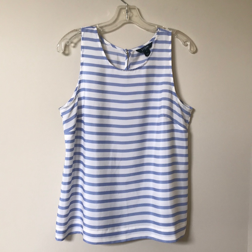J. Crew Satin Stripe Keyhole Back Blouse - 12